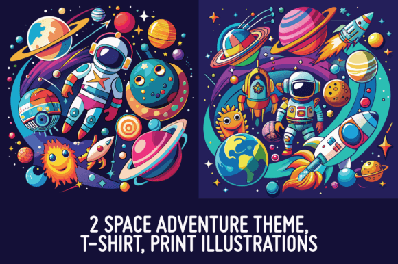 Exploring the Creative Universe of 2 Space Adventure Theme Illustrations