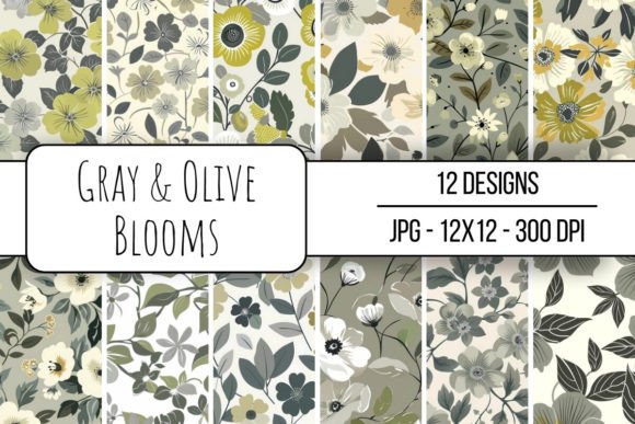 Gray Olive Blooms Seamless Pattern: A Versatile Digital Asset for Designers and Creators