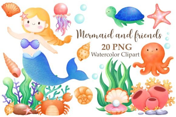 Mermaid and Friends Watercolor Clipart: A Creative Resource for Modern Design