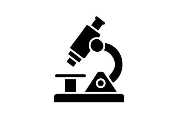 Microscope Silhouette Black Logo Vector