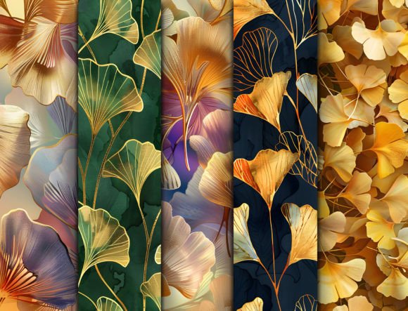 Purple and Gold Ginkgo Texture Paper