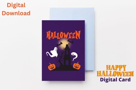 Spooky Haunted House Halloween Card Design Assets