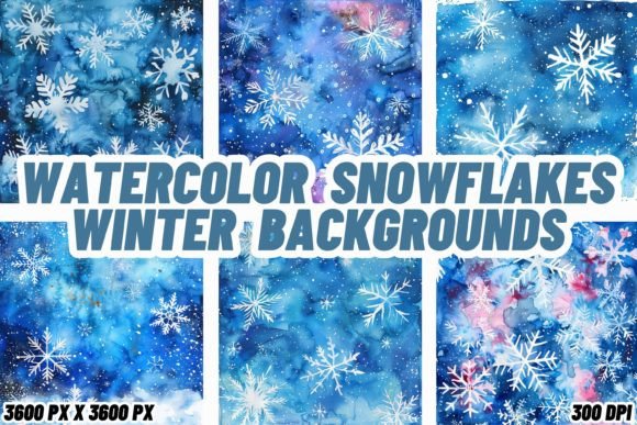 Watercolor Snowflakes Winter Backgrounds: A Frosty Elegance Collection for Creative Projects