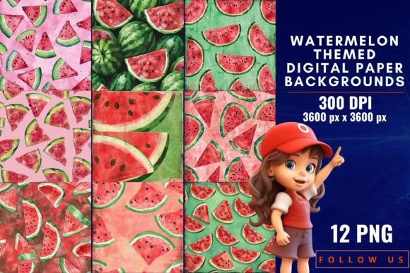 Watermelon Themed Digital Paper: Vibrant Designs for Creative Projects